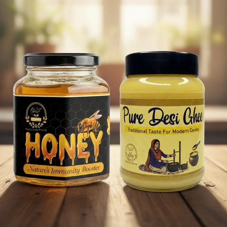 Pure desi ghee and honey natural healthy food combo